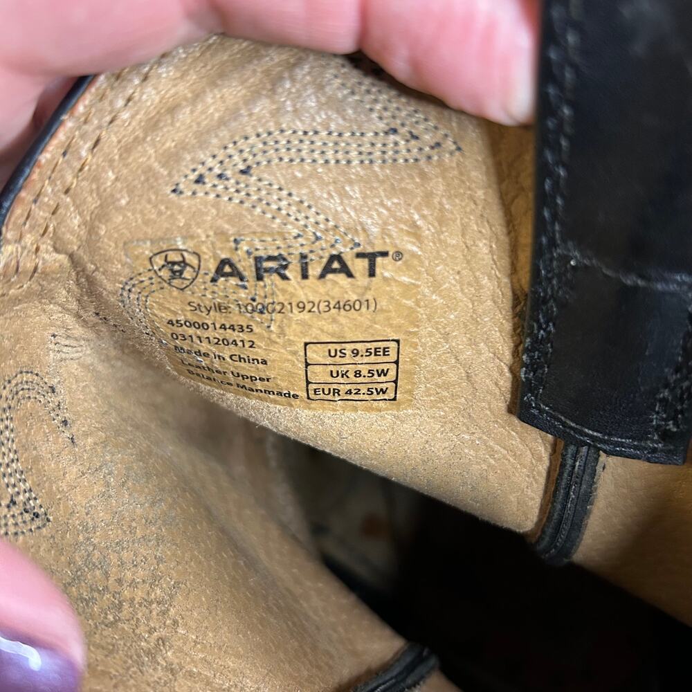 Ariat Men's Sedona Black Western Ranch Farm Cowboy Boots Size 9.5‎ EE (Wide) - Picture 14 of 15